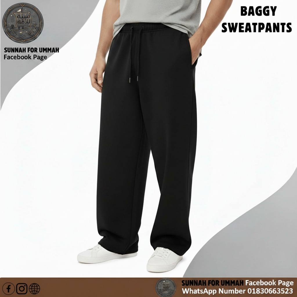 Baggy Sweatpants — washed black modest fit