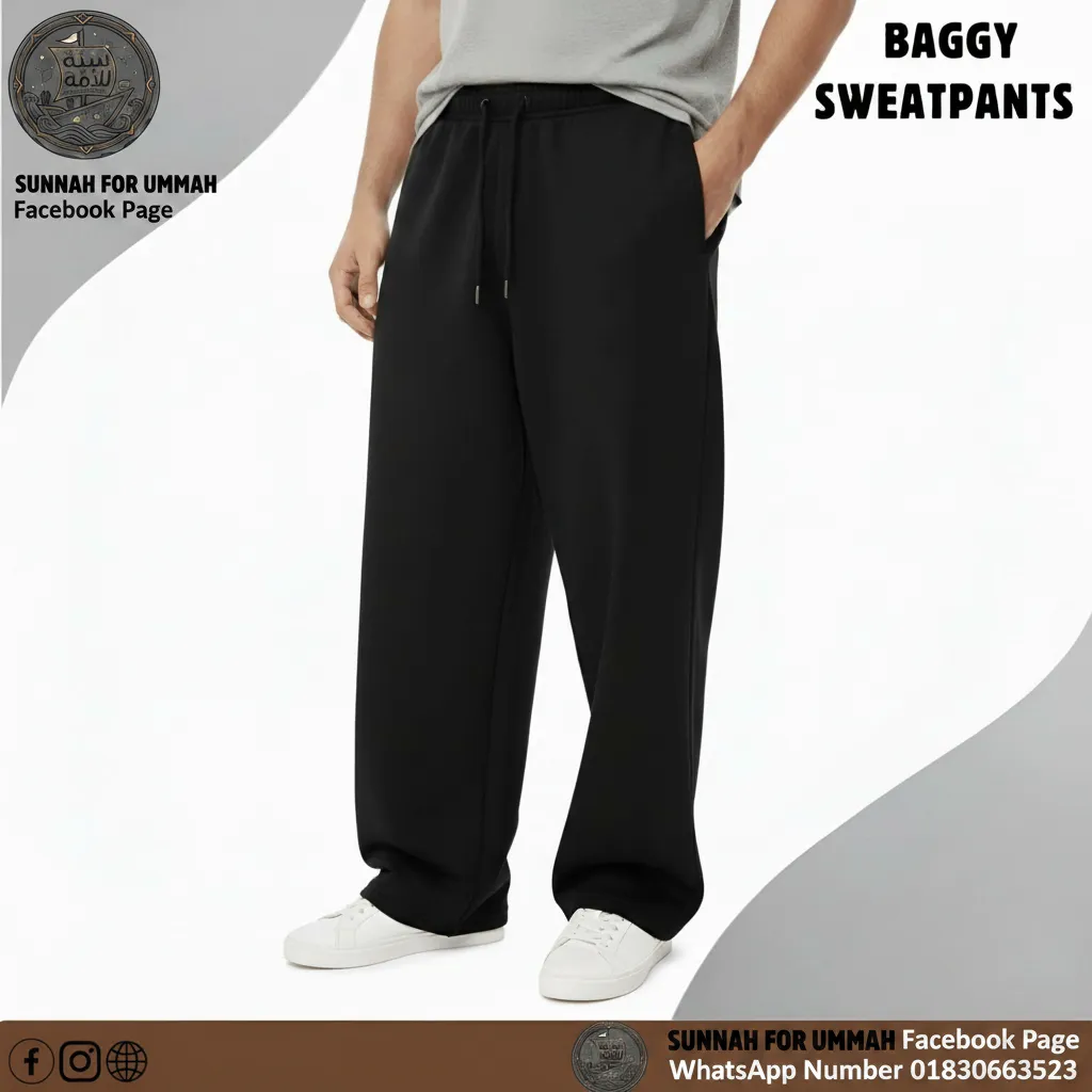 Baggy Sweatpants — washed black modest fit