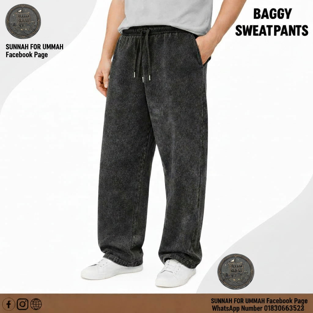 Baggy Sweatpants — washed charcoal modest fit